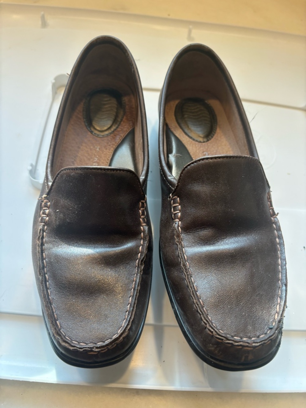 Men's Brown Leather Slip-On Loafers Size 8